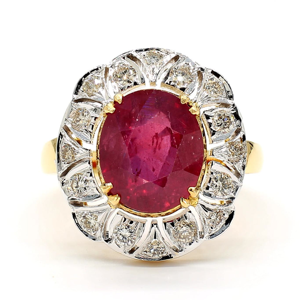 Ruby and Diamond Halo Ring