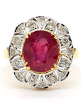Ruby and Diamond Halo Ring