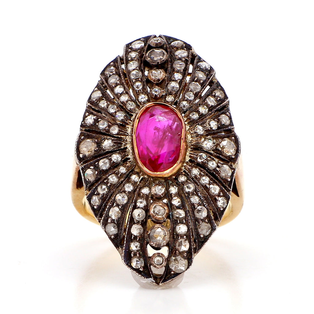 1.30 Carat Ruby and 2.10  Diamond Ring