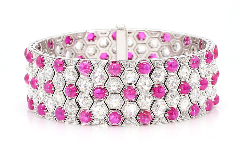 17.7ct Rubies & 11.26ct Diamonds Honeycomb Design