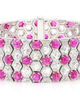 17.7ct Rubies & 11.26ct Diamonds Honeycomb Design