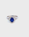 1.88-Carat Oval Blue Sapphire Ring in Platinum Size 6