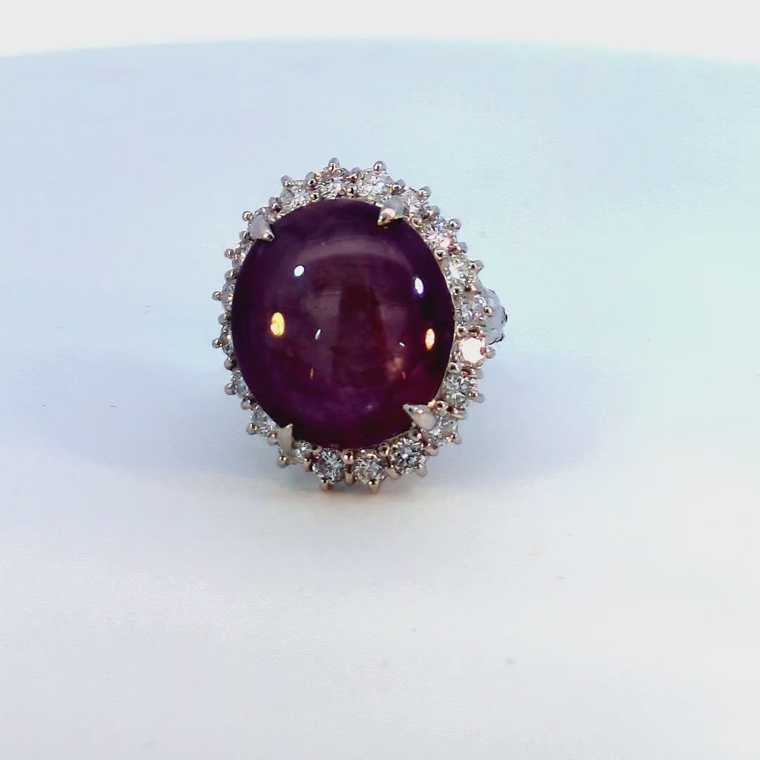 1.58 Carat Diamonds Star 23.59 Carat Ruby Ring