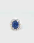 10.21 Carat Natural Blue Ceylon Sapphire Ring and Diamond Ring