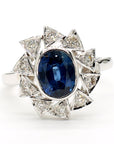 Blue Sapphire and Diamond Ring