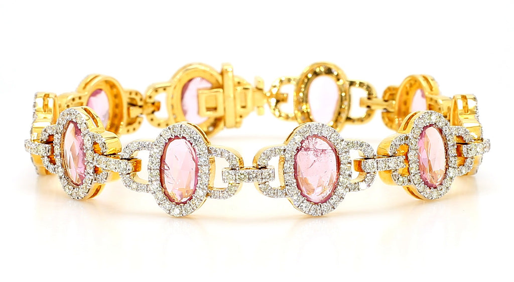 Natural Unheated Pink Sapphire and Diamond Bracelet