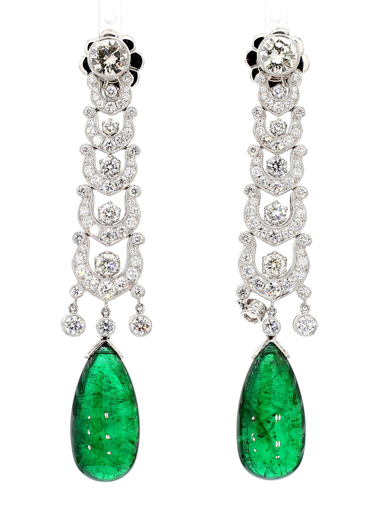 26 Carat Natural Certified Zambian Emerald Earrings