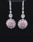 Certified 1 carat very light pink & white diamond Drop earrings in 18K Gold