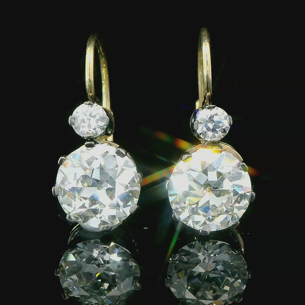 GIA Certified 6.02 Carat Diamond Art Deco Style Earrings