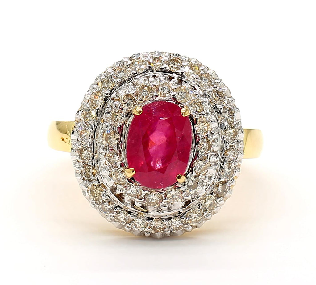 Ruby and Diamond Halo Ring