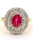 Ruby and Diamond Halo Ring