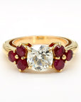 1.70 Carat Old Euro Diamond and Ruby 18K Gold Ring 7.60 Gram