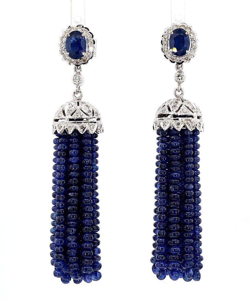 18k White Gold Earrings with 23ct Blue Sapphires & Diamonds