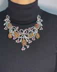 56 Carat Multi-Colored Sapphire and Diamond Necklace and Earring Set