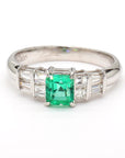 Platinum Ring with 0.55ct Emerald and 0.38ct Diamond