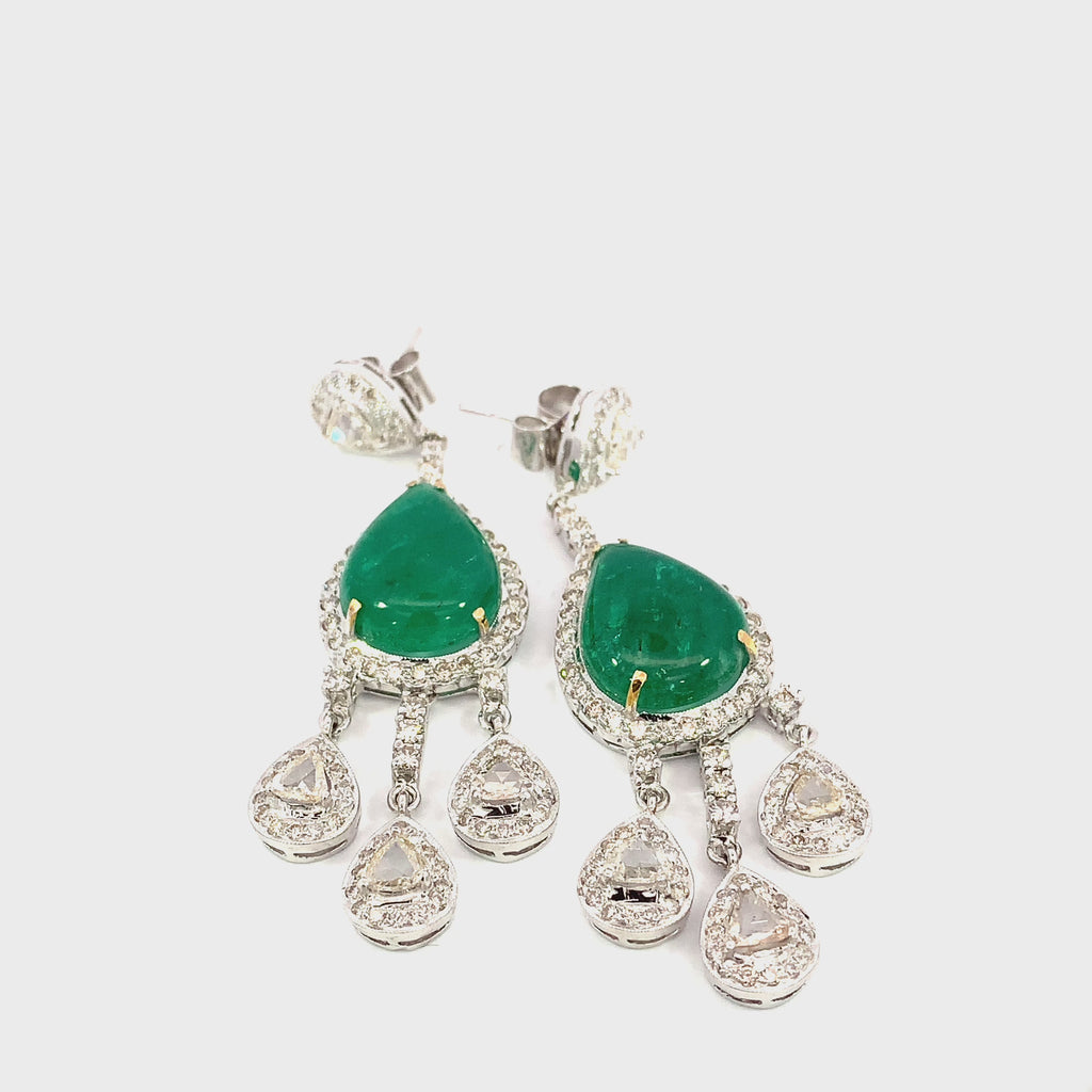 Emerald Earrings with Diamonds