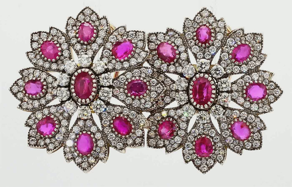 Victorian Natural Burmese Rubies and Diamond Earrings