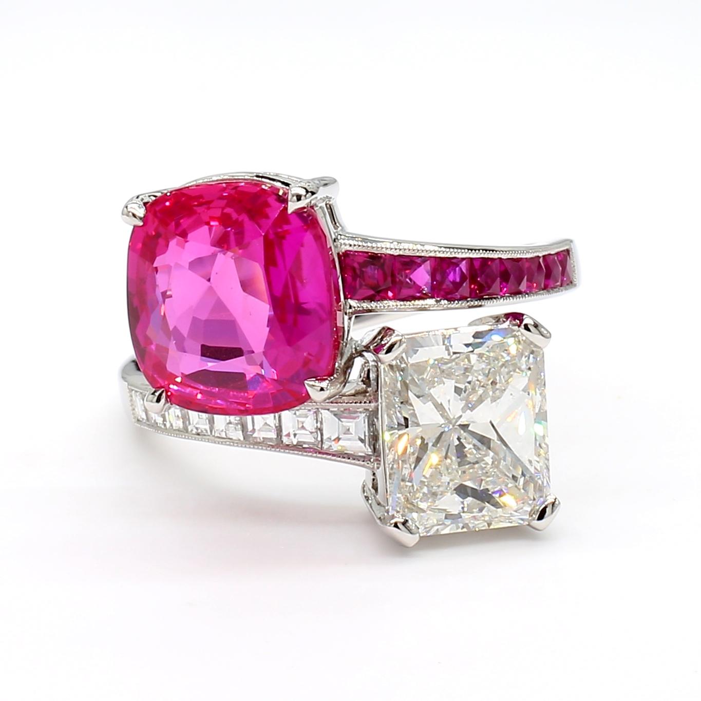 Pink Sapphire Ruby Diamond Ring
