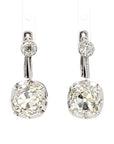 Platinum Earrings with 8.53ct Old Mine-Cut Diamonds VS2 Clarity