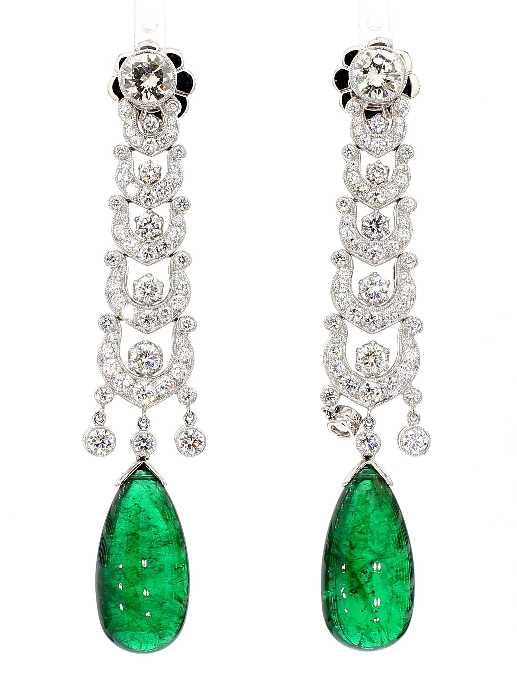 26 Carat Natural Certified Zambian Emerald Earrings