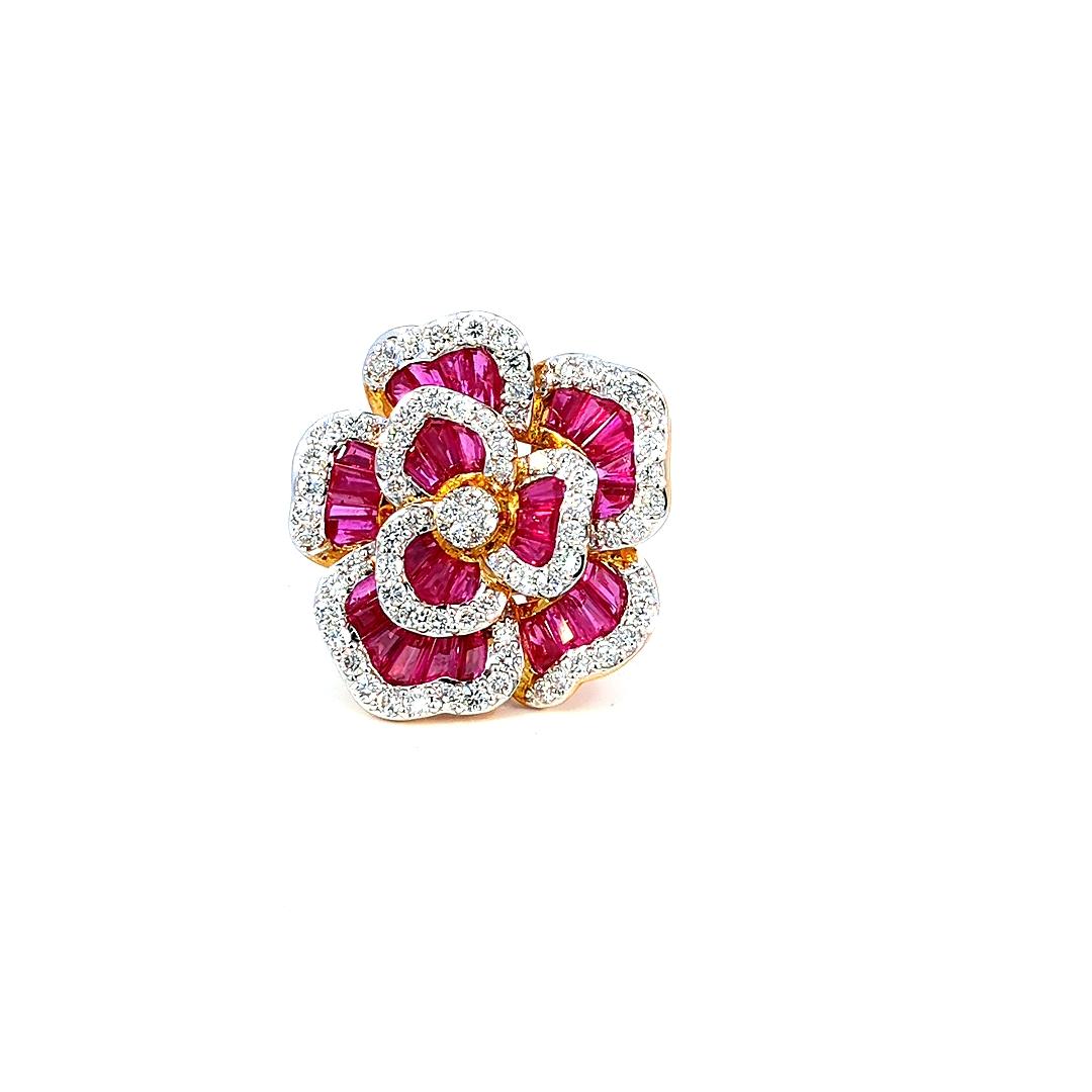 13.5 Carat Ruby 4.25 Carat Diamond Illusion Ring