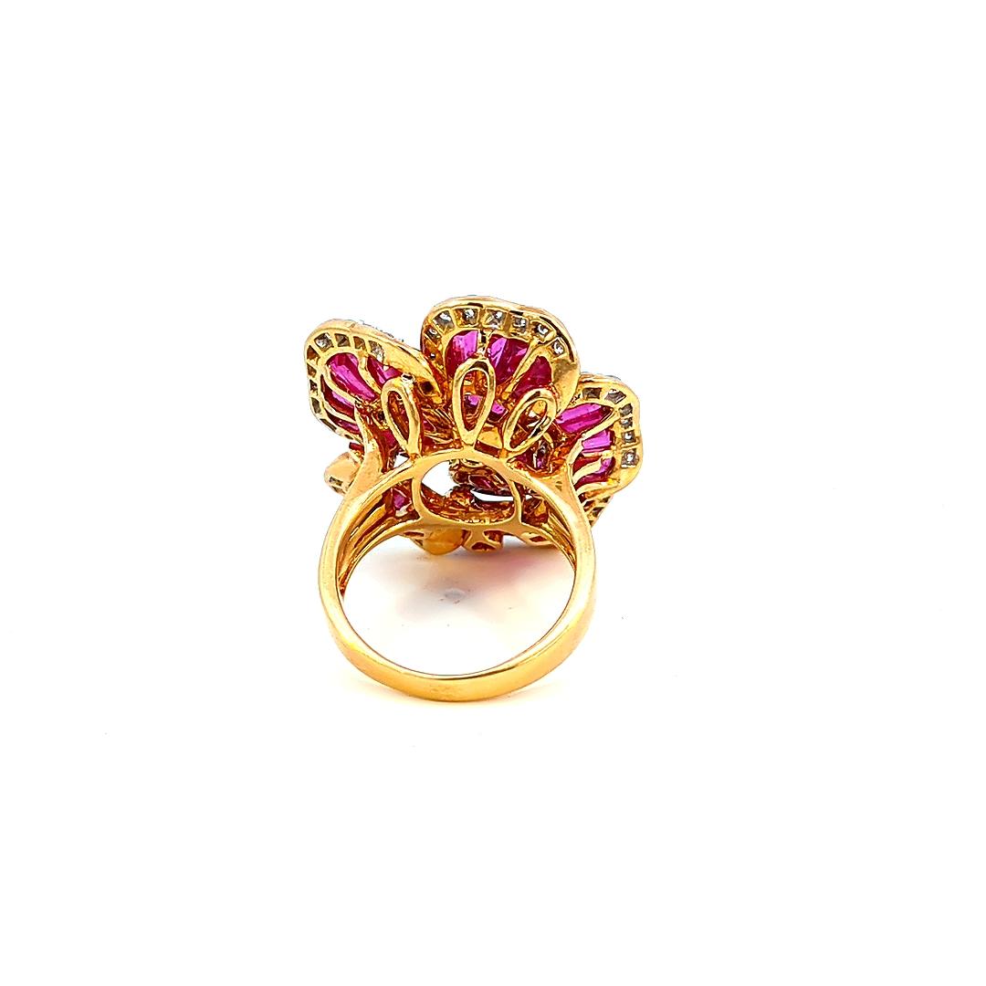 13.5 Carat Ruby 4.25 Carat Diamond Illusion Ring