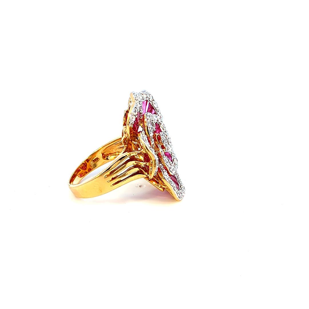 13.5 Carat Ruby 4.25 Carat Diamond Illusion Ring