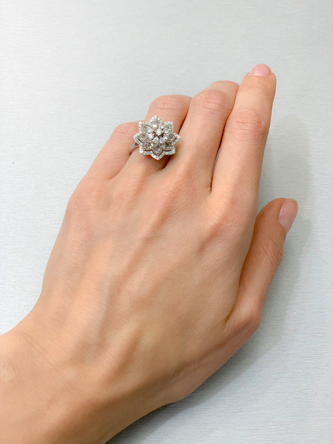 The &quot;Lily Ring&quot; - Round Brilliant Cut Diamonds &amp; Rose Cut Diamonds