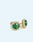 Natural 5.6 Carat Emerald and Diamond Stud Earring
