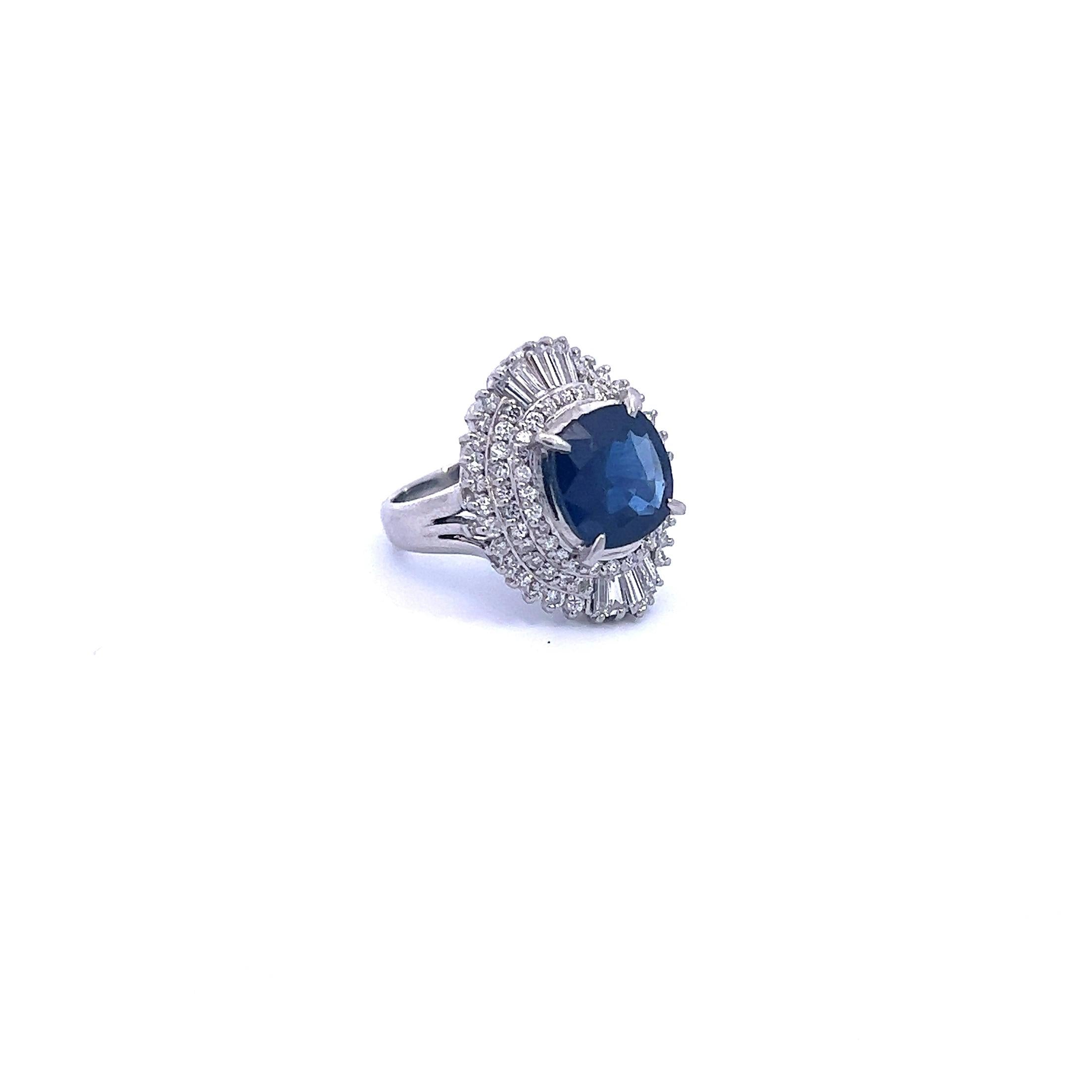 3.28 Carat Blue Sapphire Ring