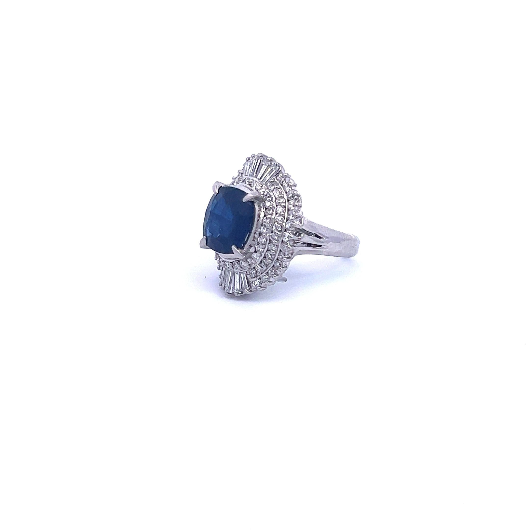 3.28 Carat Blue Sapphire Ring