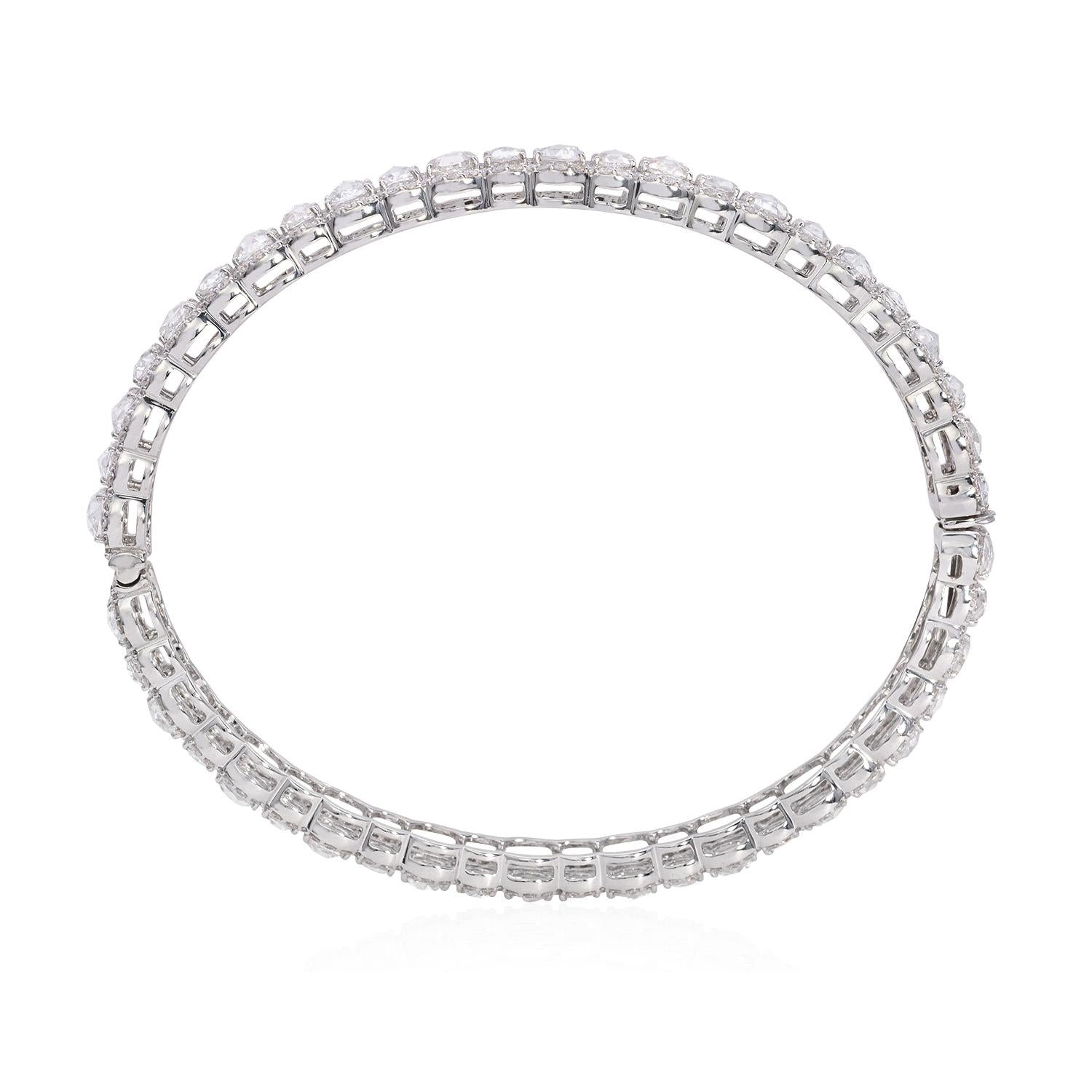 18K White Gold Tennis Bracelet with Rose Cut Diamonds (2.37 Carats)