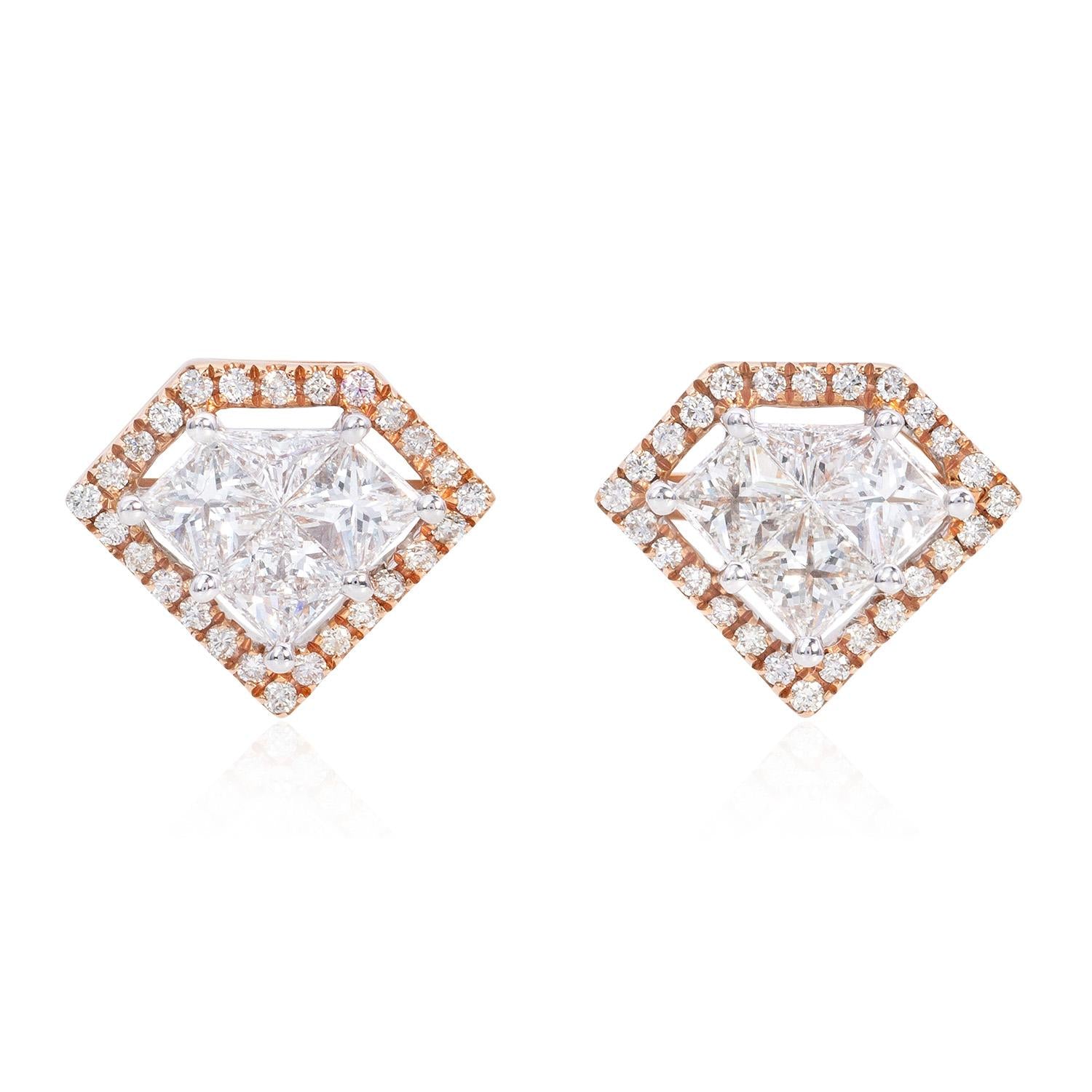 Diamond Shaped Earring 18K Gold