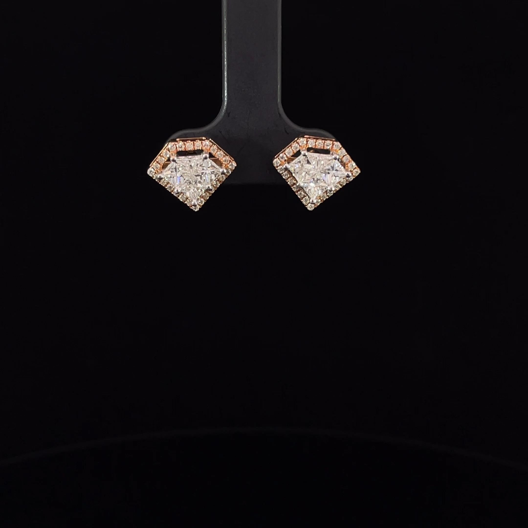 Diamond Shaped Earring 18K Gold