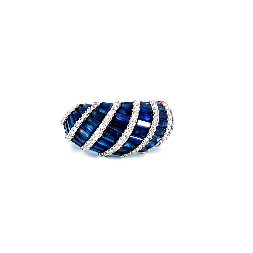 4.32 Carat Sapphire and Diamond Cluster Ring