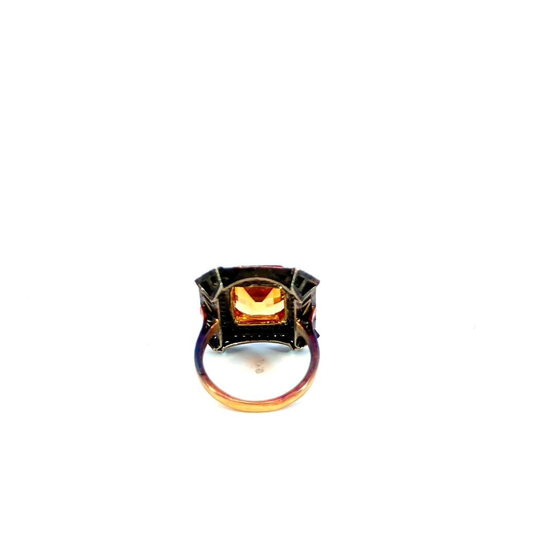 Antique Square Yellow Sapphire Ring