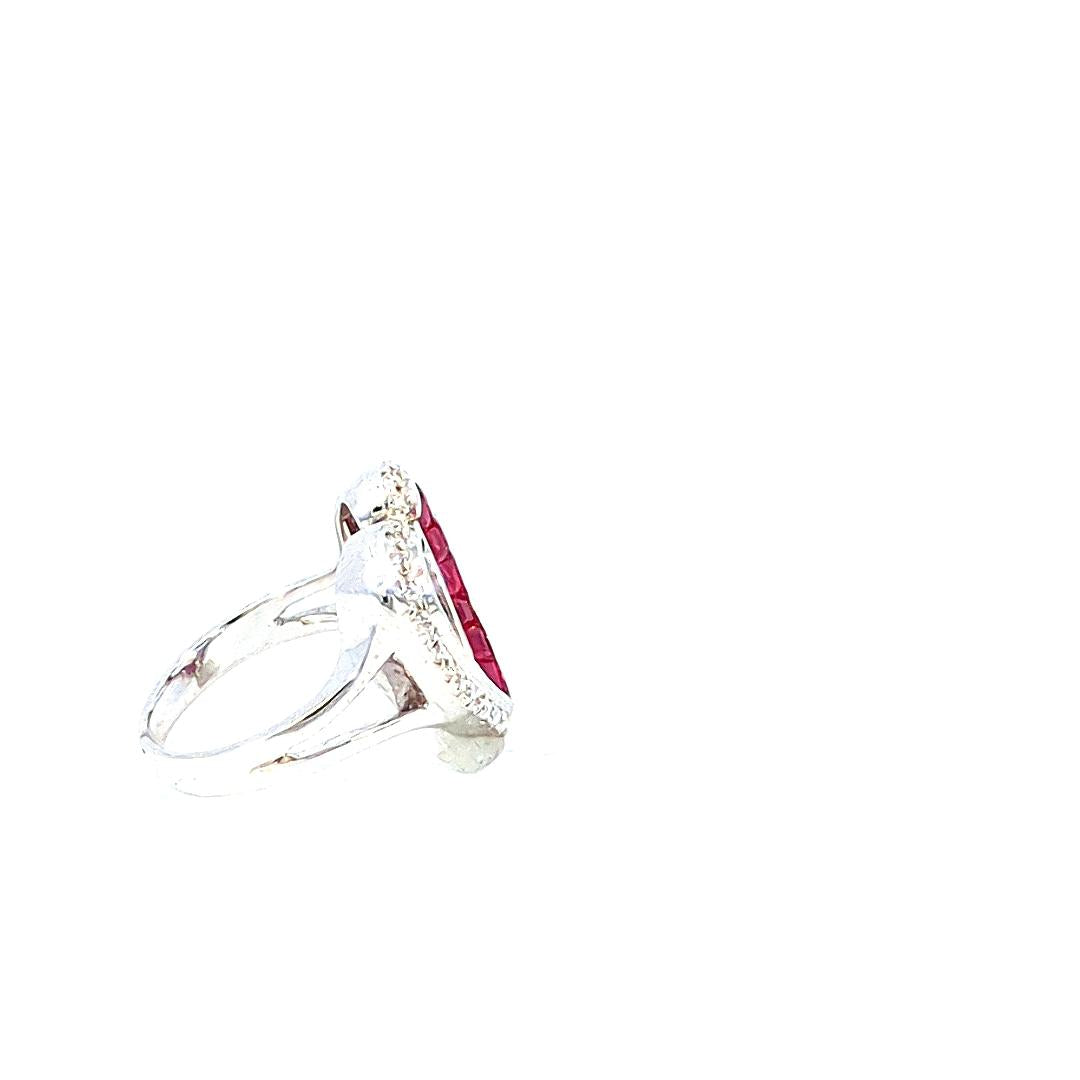 0.71 Carats Ruby Heart Shaped Ring &amp; 0.34 Carats of Natural Diamonds in 14K Gold